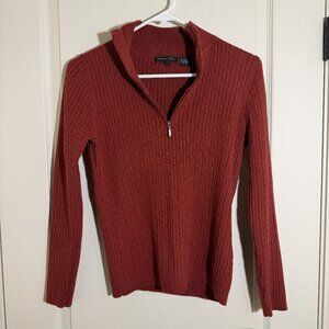 JEANNE PIERRE Rust Ribbed Sweater Women's Size Small Half Zip Pullover